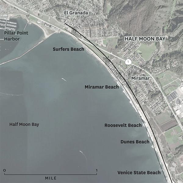 USGS models predict sea level rise of 1.6 to 10 feet by the year 2100. The thin line represents the coastline with a 1.6 foot rise while the thicker line represents a 10 foot rise. Credit: USGS.